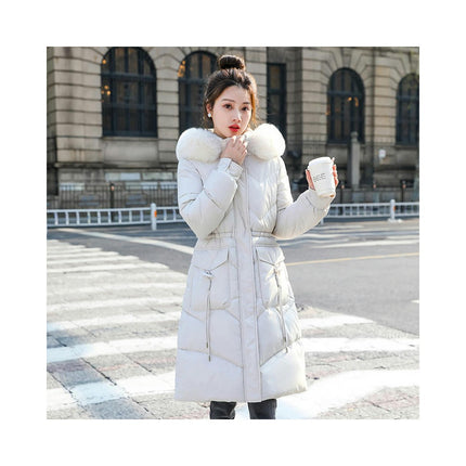 Women's Thickened Down Coat Long Puffer Jacket with Faux Fur Hood