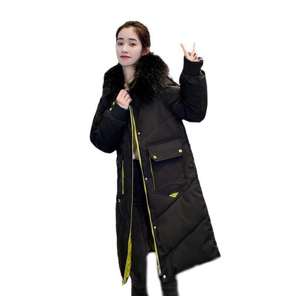 Women's Long Puffer Coat Winter Down Jacket with Faux Fur Hood