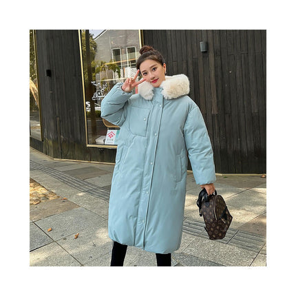 Women's Winter Padded Coat Long Down Jacket with Fur Hood