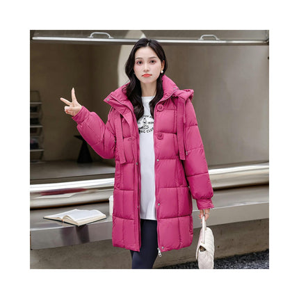 Women Puffer Coat Winter Hooded Jacket Padded Long Sleeve Outerwear