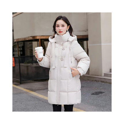 Women Puffer Coat Winter Hooded Jacket Padded Long Sleeve Outerwear