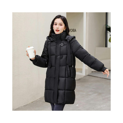 Women Puffer Coat Winter Hooded Jacket Padded Long Sleeve Outerwear