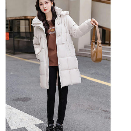 Women Puffer Coat Winter Hooded Jacket Padded Long Sleeve Outerwear