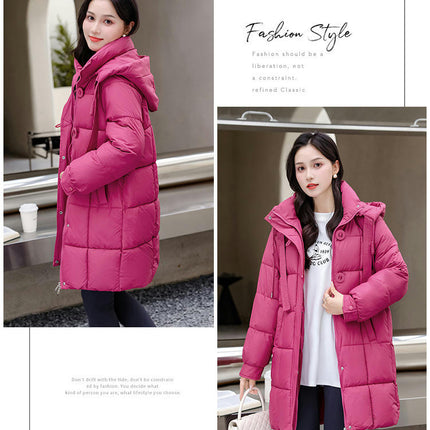 Women Puffer Coat Winter Hooded Jacket Padded Long Sleeve Outerwear