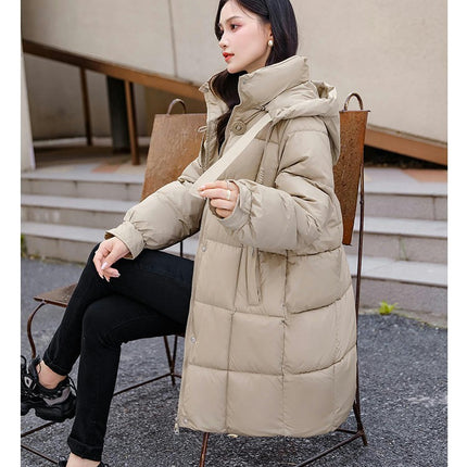 Women Puffer Coat Winter Hooded Jacket Padded Long Sleeve Outerwear