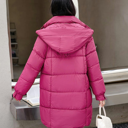 Women Puffer Coat Winter Hooded Jacket Padded Long Sleeve Outerwear