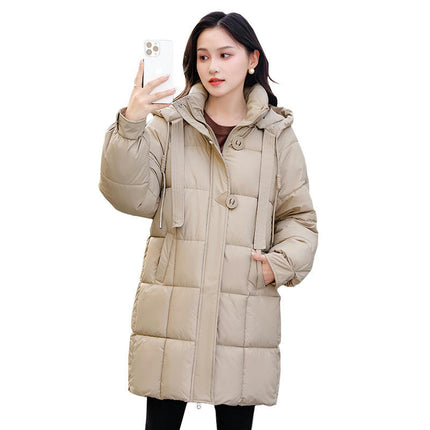 Women Puffer Coat Winter Hooded Jacket Padded Long Sleeve Outerwear