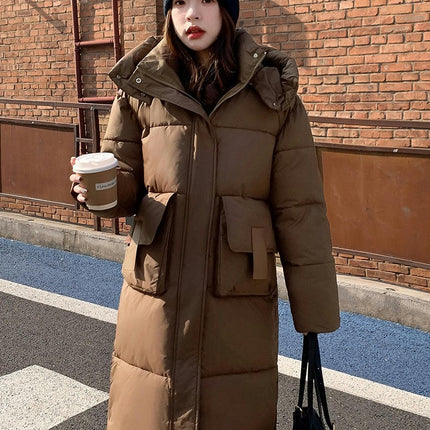 Women's Long Down Winter Coat Puffer Hooded Padded Jacket Outwear