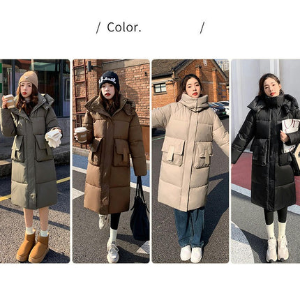 Women's Long Down Winter Coat Puffer Hooded Padded Jacket Outwear