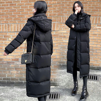 Womens Quilted Coats Long Sleeve Hooded Puffer Jackets Winter Maxi Outerwear