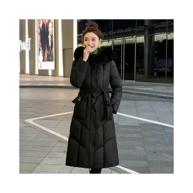 Women's Hooded Long Down Jacket Outwear Puffer Thickened Coat