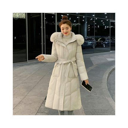 Women's Hooded Long Down Jacket Outwear Puffer Thickened Coat