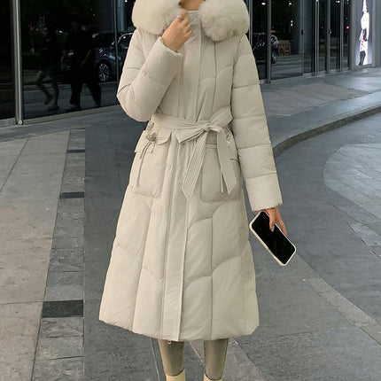 Women's Hooded Long Down Jacket Outwear Puffer Thickened Coat