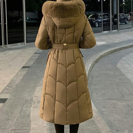 Women's Hooded Long Down Jacket Outwear Puffer Thickened Coat