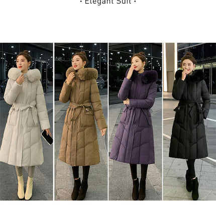 Women's Hooded Long Down Jacket Outwear Puffer Thickened Coat