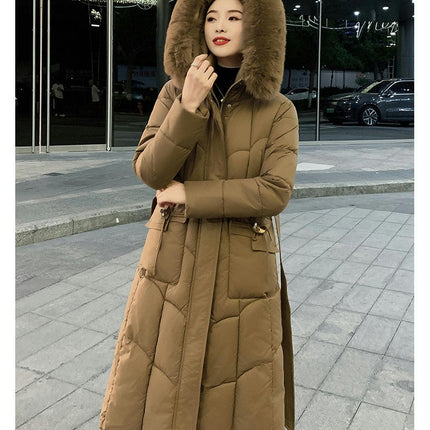 Women's Hooded Long Down Jacket Outwear Puffer Thickened Coat