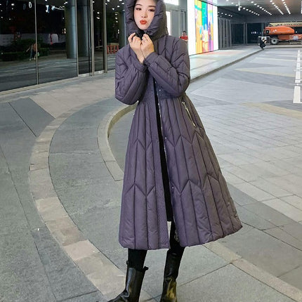 Women's Long Puffer Jacket Winter Maxi Hooded Thicken Outwear