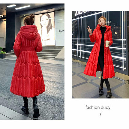 Women's Long Puffer Jacket Winter Maxi Hooded Thicken Outwear