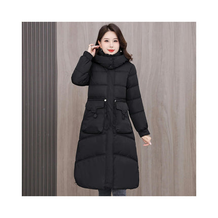 Women's Padded Hooded Long Down Coat Quilted Winter Thickened Puffer Jacket