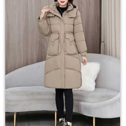 Women's Padded Hooded Long Down Coat Quilted Winter Thickened Puffer Jacket