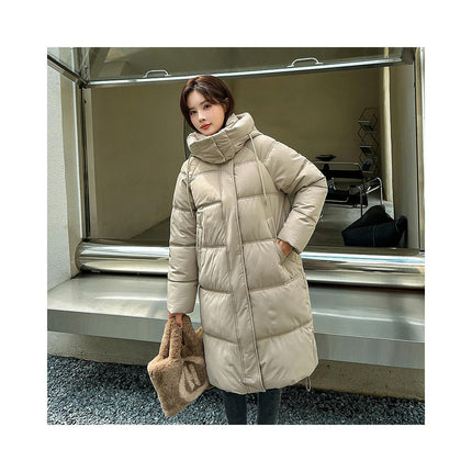 Womens Puffer Long Coat Long Sleeve Padded Winter Down Hooded Jacket