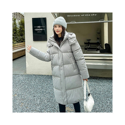 Womens Puffer Long Coat Long Sleeve Padded Winter Down Hooded Jacket