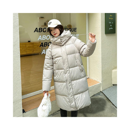 Womens Puffer Long Coat Long Sleeve Padded Winter Down Hooded Jacket