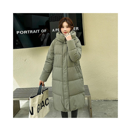 Womens Puffer Long Coat Long Sleeve Padded Winter Down Hooded Jacket