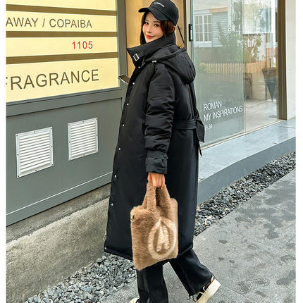 Women Puffer Coat Long Hooded Winter Thicken Jacket Outwear