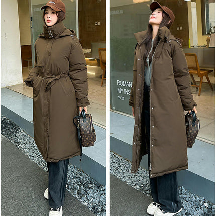 Women Puffer Coat Long Hooded Winter Thicken Jacket Outwear