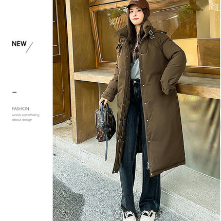 Women Puffer Coat Long Hooded Winter Thicken Jacket Outwear