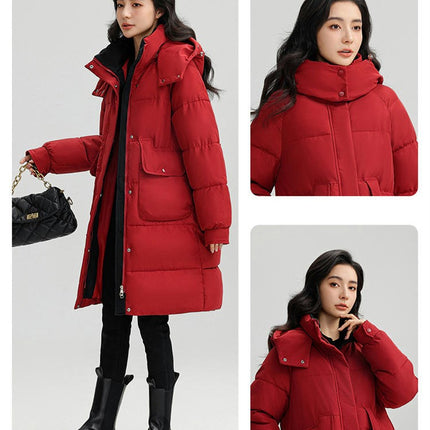 Women's Winter Quilted Puffer Coat Padded Hooded Jacket Outwear