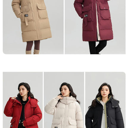 Women's Winter Quilted Puffer Coat Padded Hooded Jacket Outwear