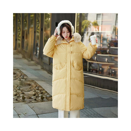 Women's Winter Quilted Coat Puffer Padded Jacket with Faux Fur Hood