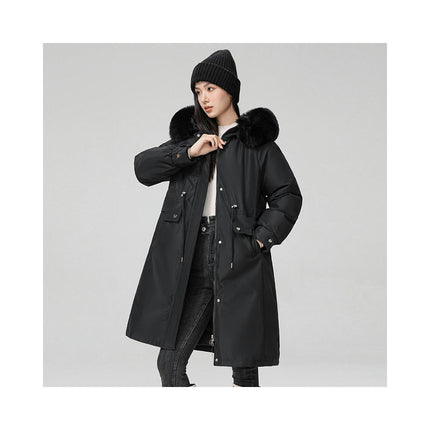 Women's Long Parka Jackets Warm Winter Coats with Faux Fur Hood