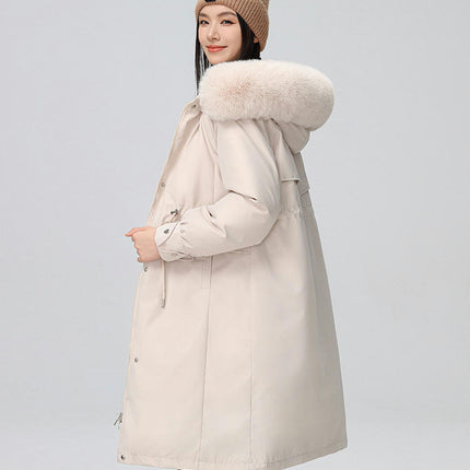 Women's Long Parka Jackets Warm Winter Coats with Faux Fur Hood