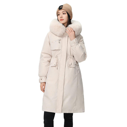 Women's Long Parka Jackets Warm Winter Coats with Faux Fur Hood