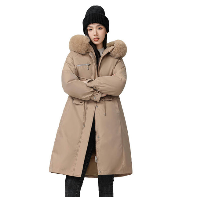 Women's Long Parka Jackets Warm Winter Coats with Faux Fur Hood