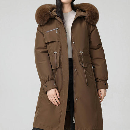 Women's Long Parka Jackets Warm Winter Coats with Faux Fur Hood