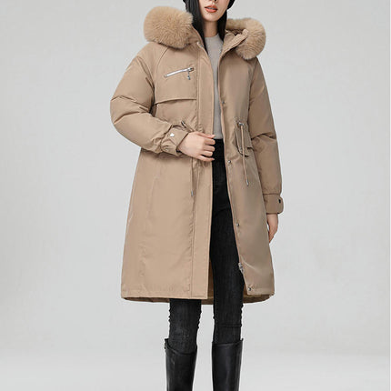 Women's Long Parka Jackets Warm Winter Coats with Faux Fur Hood