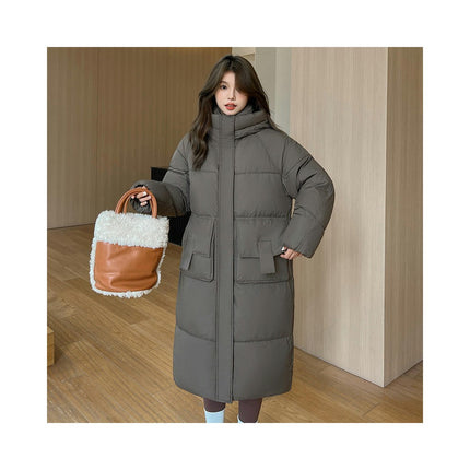 Womens Puffer Jacket Long Padded Coat Winter Outerwear with Hood