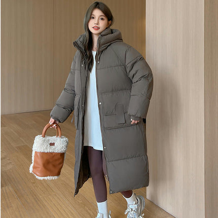 Womens Puffer Jacket Long Padded Coat Winter Outerwear with Hood