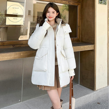 Women's Mid-Length Padded Puffer Coat Winter Hooded Outerwear Jacket