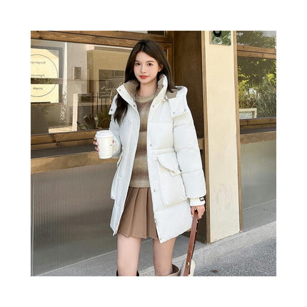 Women's Mid-Length Padded Puffer Coat Winter Hooded Outerwear Jacket