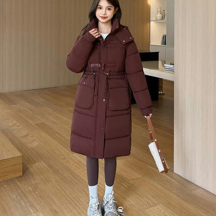 Women's Padded Puffer Coats Thickened  Down Long Jacket with Hood