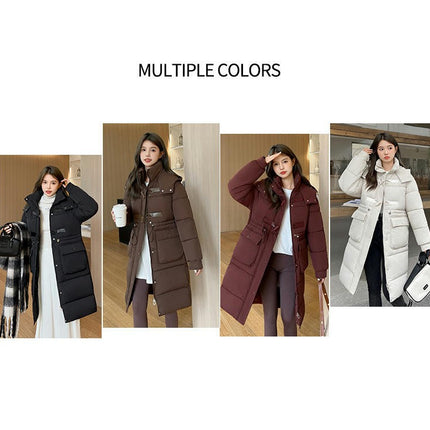 Women's Padded Puffer Coats Thickened  Down Long Jacket with Hood