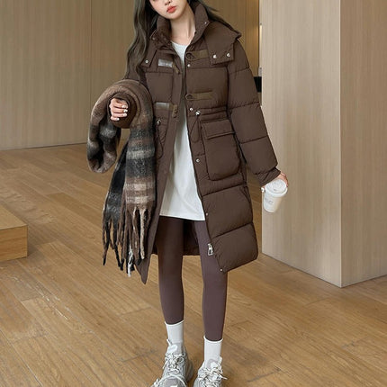 Women's Padded Puffer Coats Thickened  Down Long Jacket with Hood