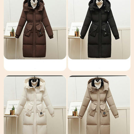 Women's Long Winter Hooded Puffer Jacket Thickened Down Coat Outwear