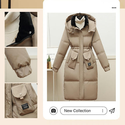 Women's Long Winter Hooded Puffer Jacket Thickened Down Coat Outwear