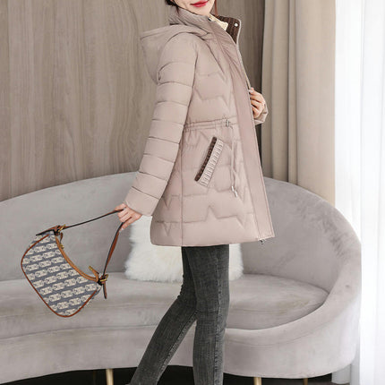 Puffer Coat for Women- Mid-Length Hooded Winter Jacket Outwear